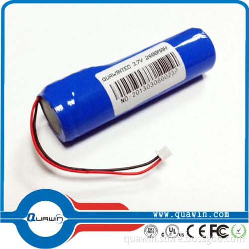 3.7V 2400mAh Cylindrical Battery Pack ,Lithium Ion Battery (QW037-2400-L)